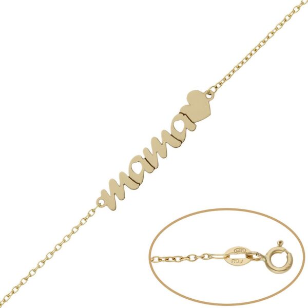 Pulsera oro 18kl mama + corazon