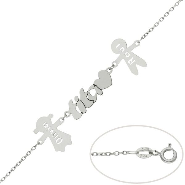 Pulsera oro blanco 18kl tita + niños