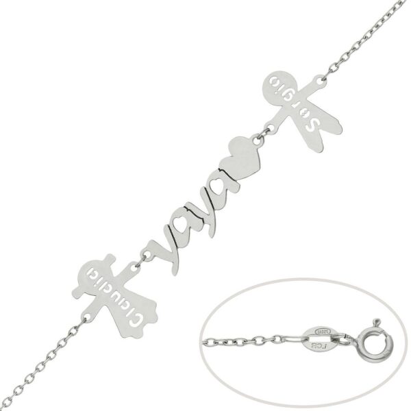 Pulsera oro blanco 18kl yaya + niños