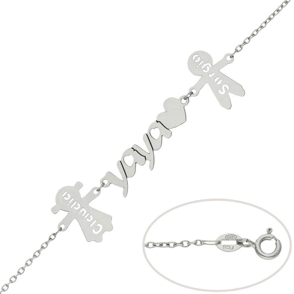 Pulsera oro blanco 18kl yaya + niños