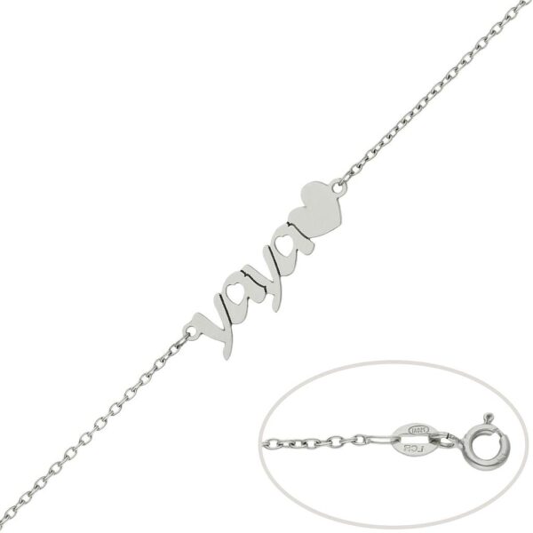 Pulsera oro blanco 18kl yaya + corazon