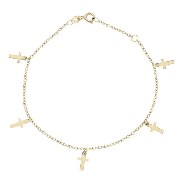 Pulsera oro 18kl mini charms cruces