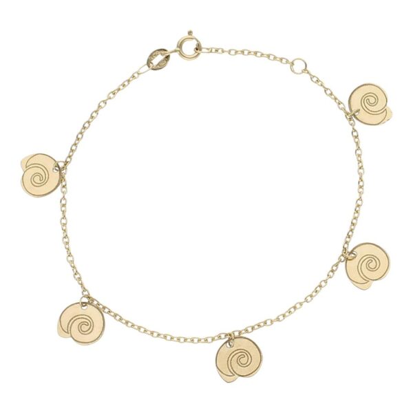 Pulsera oro 18kl mini charms caracolas