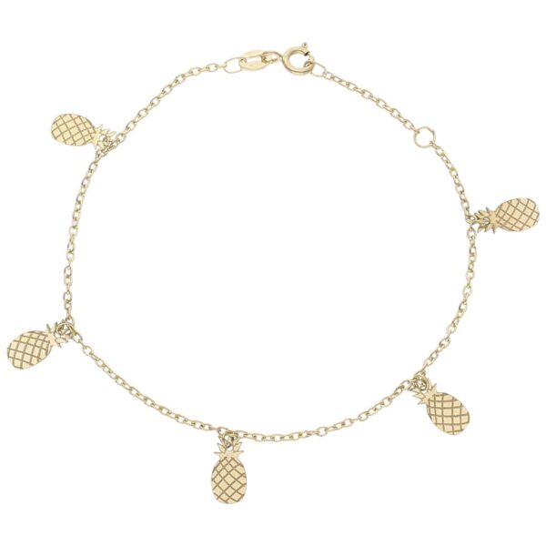 Pulsera oro 18kl mini charms piñas