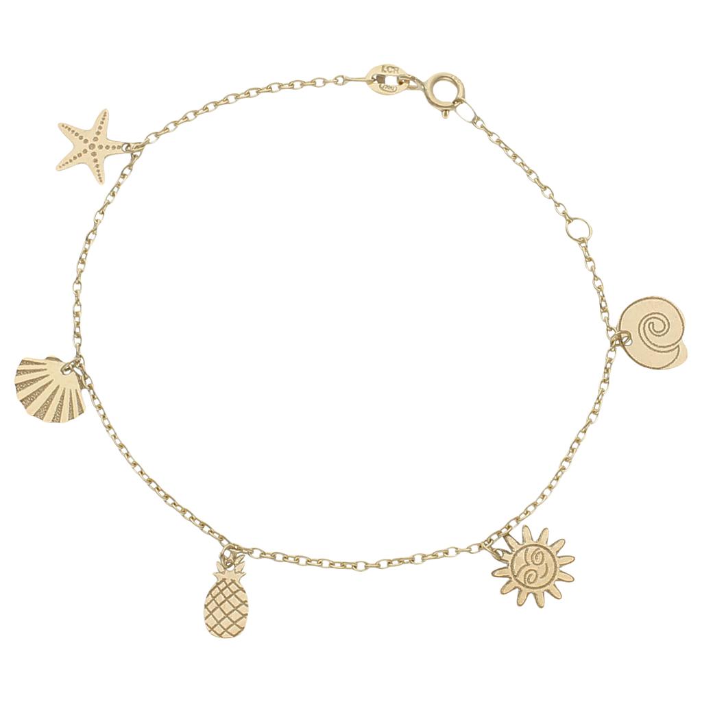 Pulsera oro 18kl mini charms mix