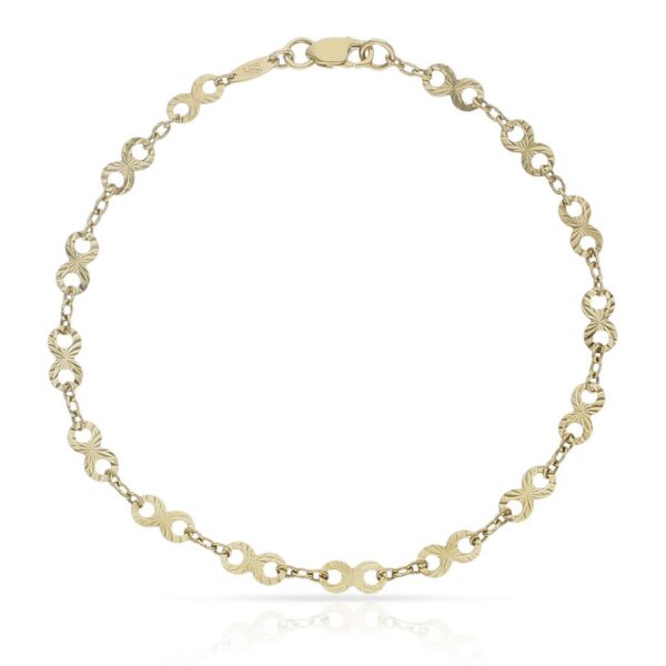 Pulsera oro 18kl infinitos tallados - 4mm