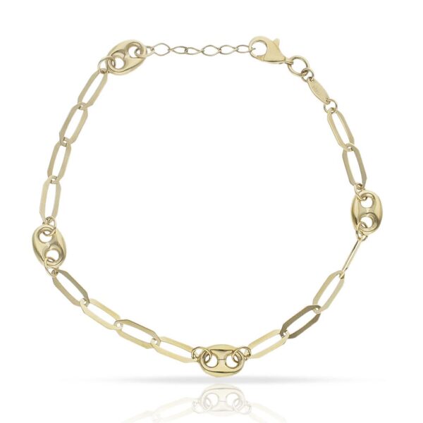 Pulsera oro 18kl calabrote + eslabones - 6mm