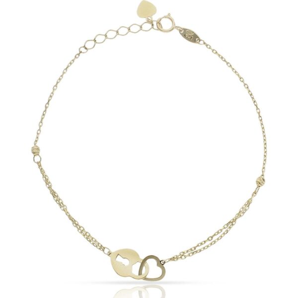 Pulsera oro 18kl candado + corazon