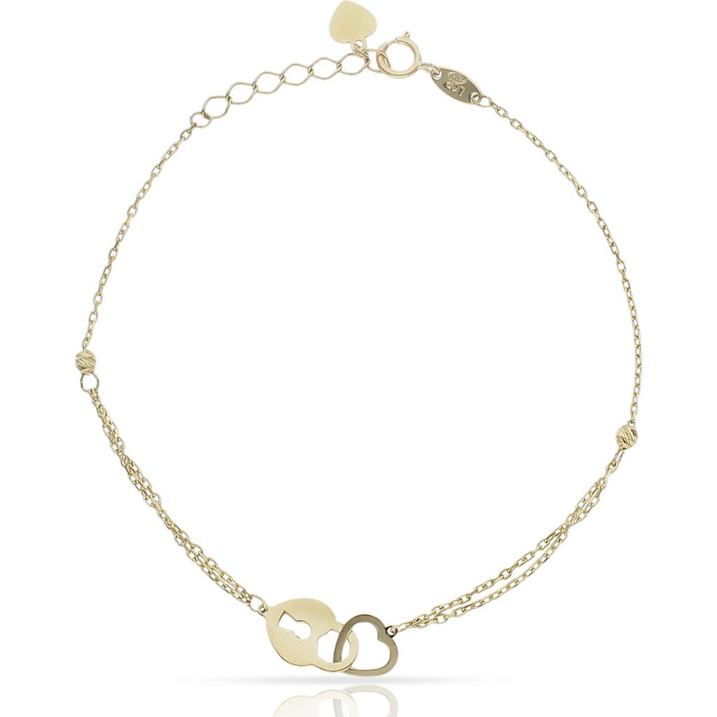 Pulsera oro 18kl candado + corazon