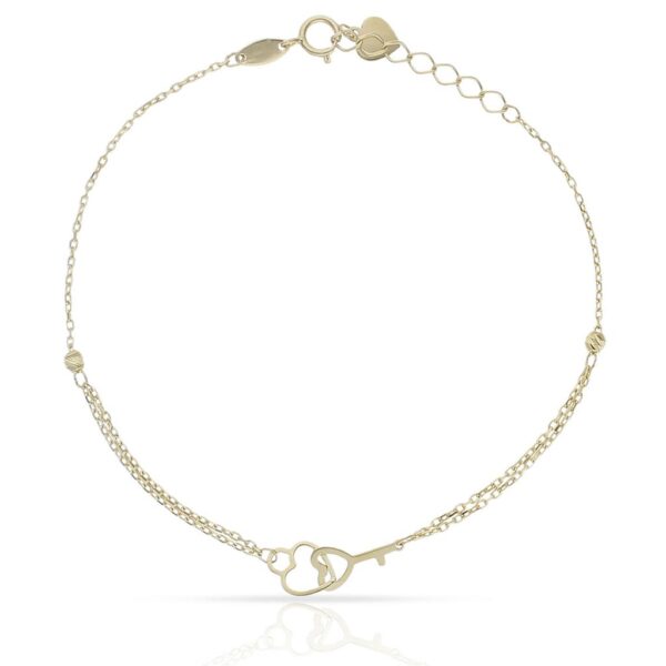 Pulsera oro 18kl llave + corazon