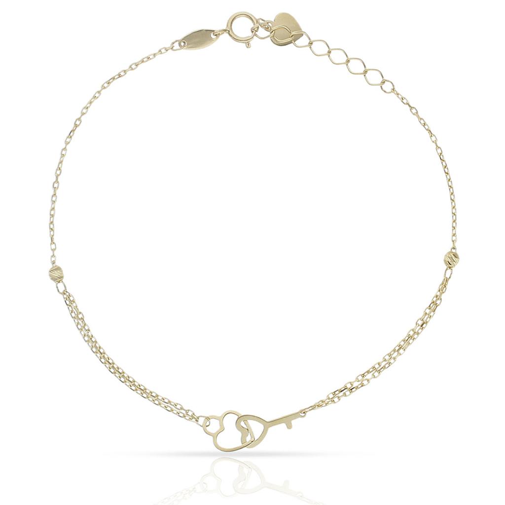 Pulsera oro 18kl llave + corazon