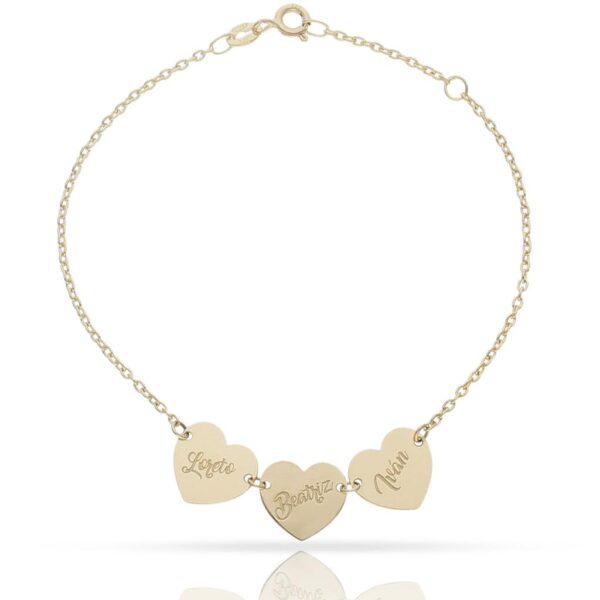 Pulsera oro 18kl corazones