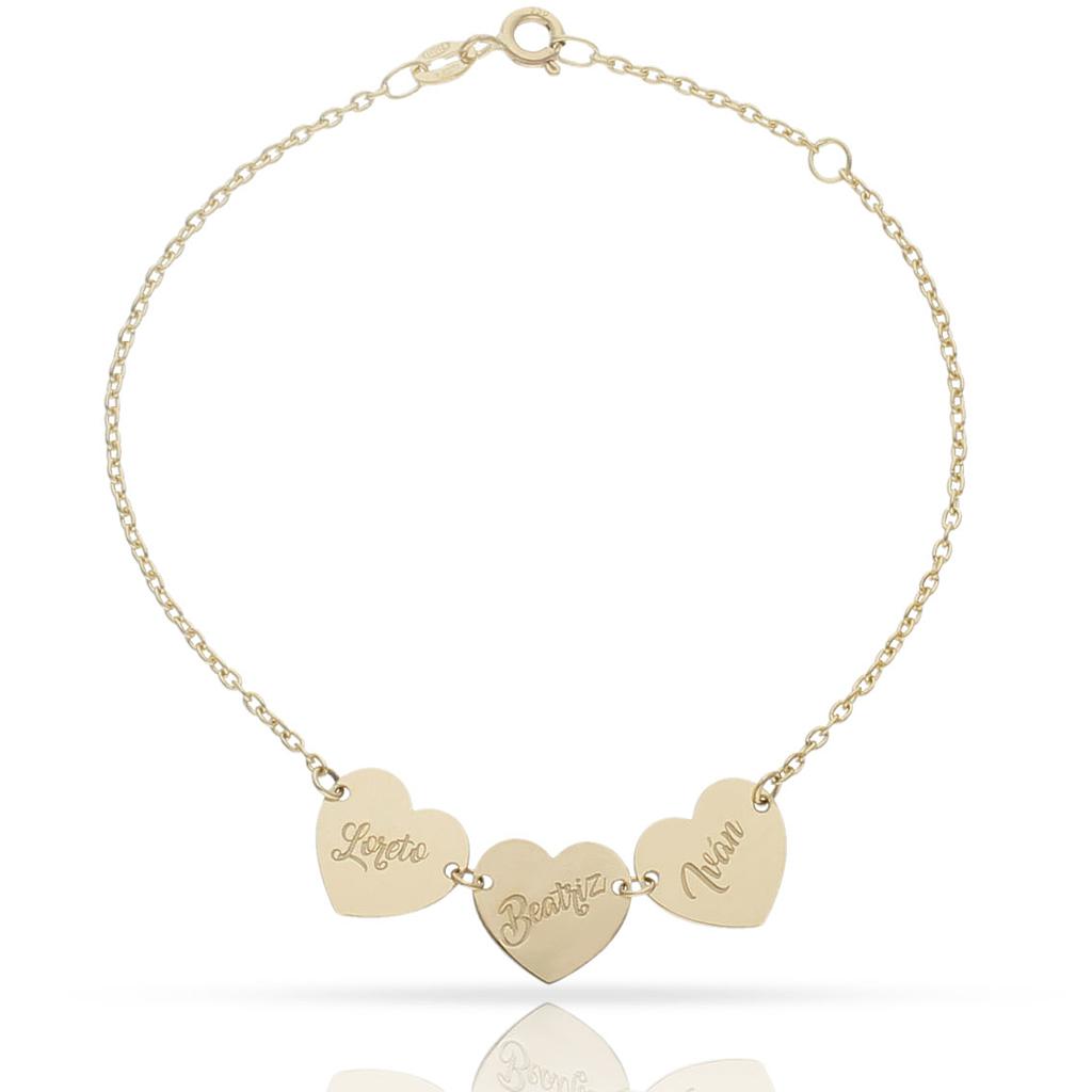Pulsera oro 18kl corazones