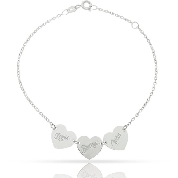 Pulsera oro blanco 18kl corazones