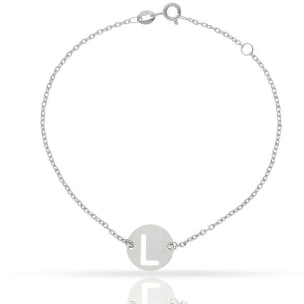 Pulsera oro blanco 18kl letra - 12mm