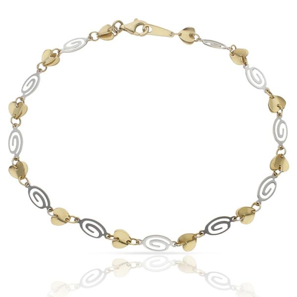 Pulsera oro 18kl tobillera bicolor