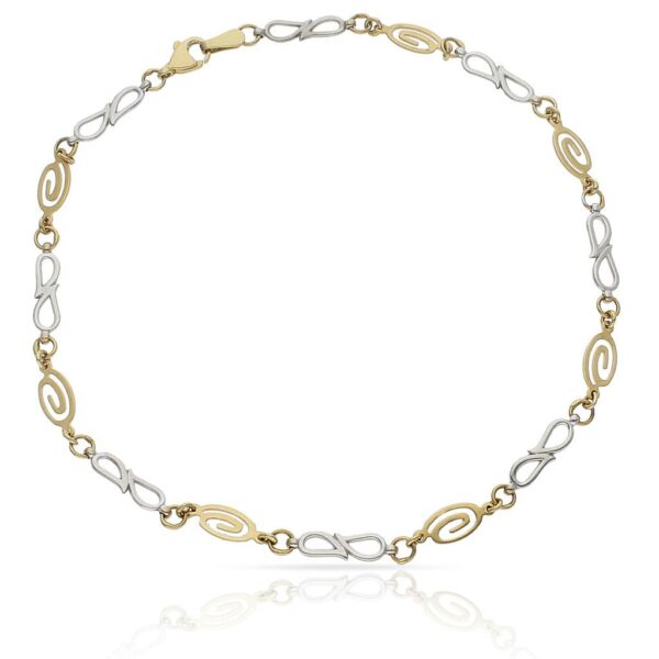Pulsera oro 18kl tobillera bicolor