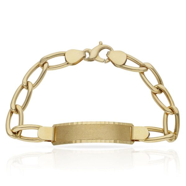 Pulsera oro 18kl hueca figaro placa