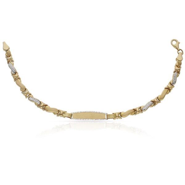 Pulsera oro 18kl bicolor placa