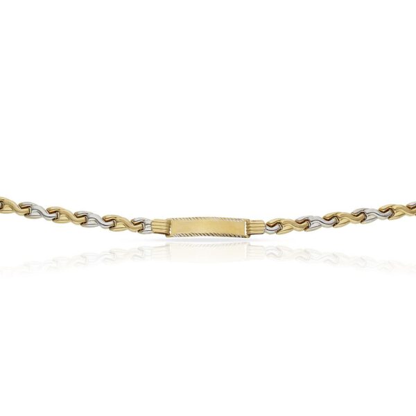 Pulsera oro 18kl bicolor placa