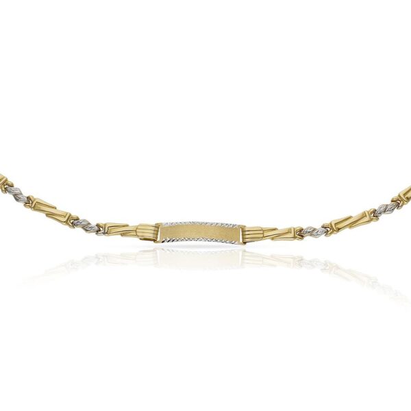 Pulsera oro 18kl bicolor placa