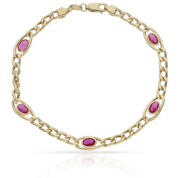 Pulsera oro 18kl barbada piedra roja