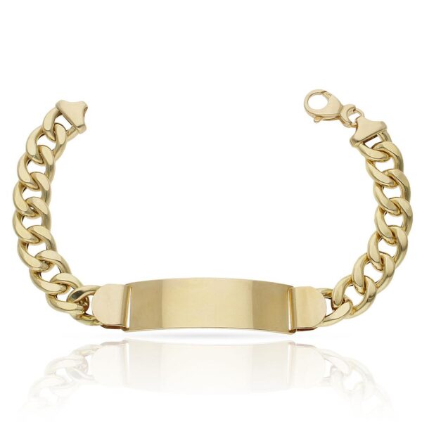 Pulsera oro 18kl hueca barbada placa
