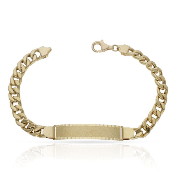 Pulsera oro 18kl hueca barbada placa