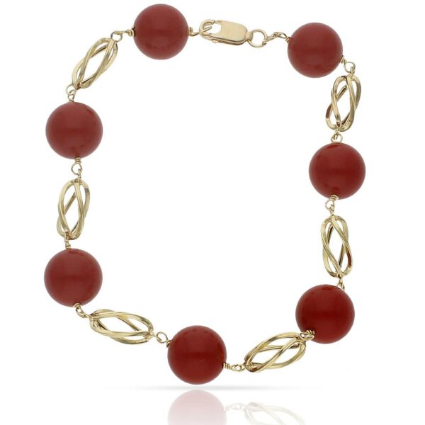 Pulsera oro 18kl coralina y jaula