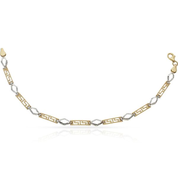 Pulsera oro 18kl bicolor greca