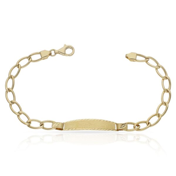 Pulsera oro 18kl hueca oval placa