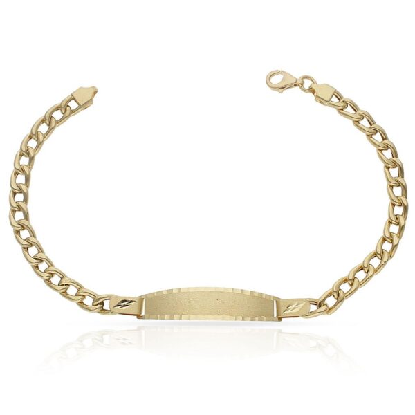 Pulsera oro 18kl hueca barbada placa