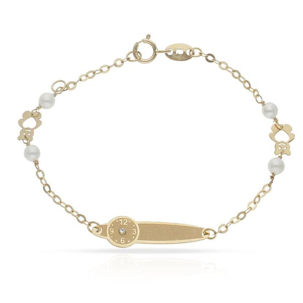 Pulsera oro 18kl reloj perlas