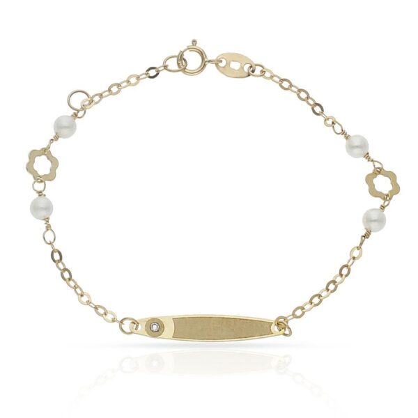 Pulsera oro 18kl perla y circonita