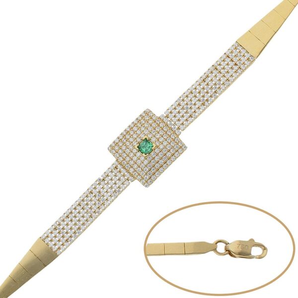 Pulsera oro 18kl verde y circonitas