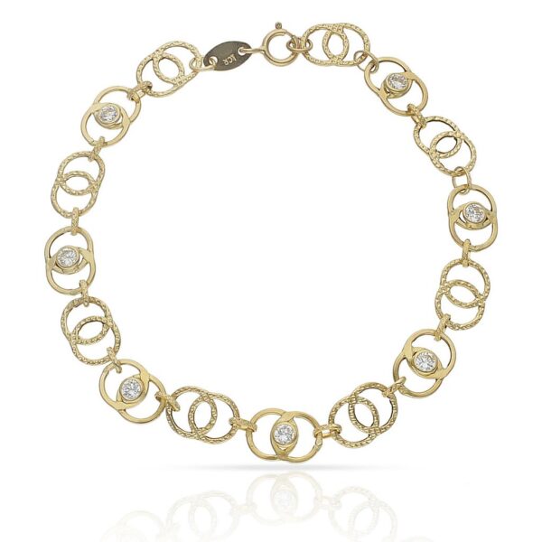 Pulsera oro 18kl troquelada circonitas