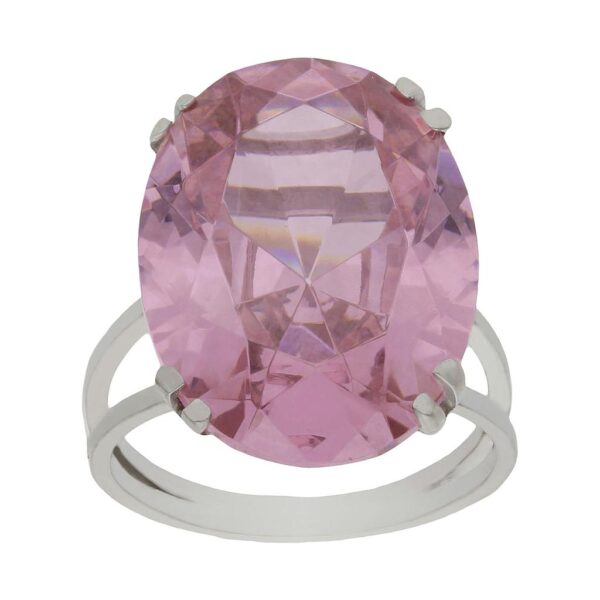 Sortija oro blanco 18kl - piedra rosa