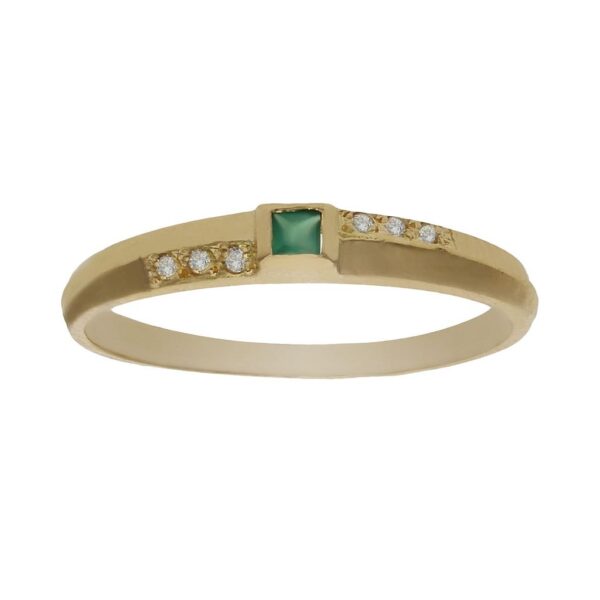 Sortija oro 18kl circonitas + piedra verde