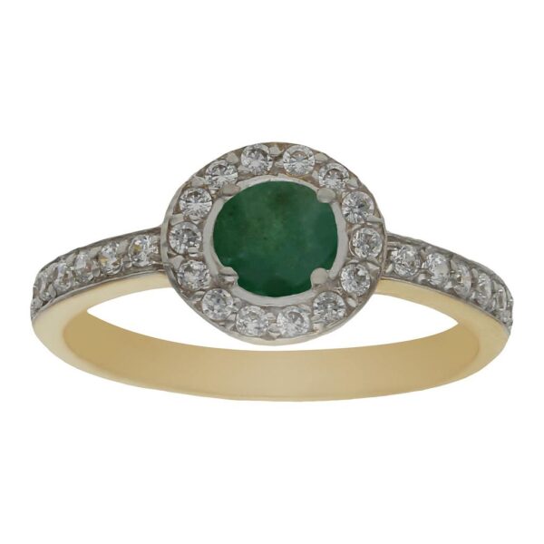 Sortija oro 18kl esmeralda fina + circonitas