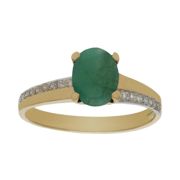 Sortija oro 18kl esmeralda fina + circonitas