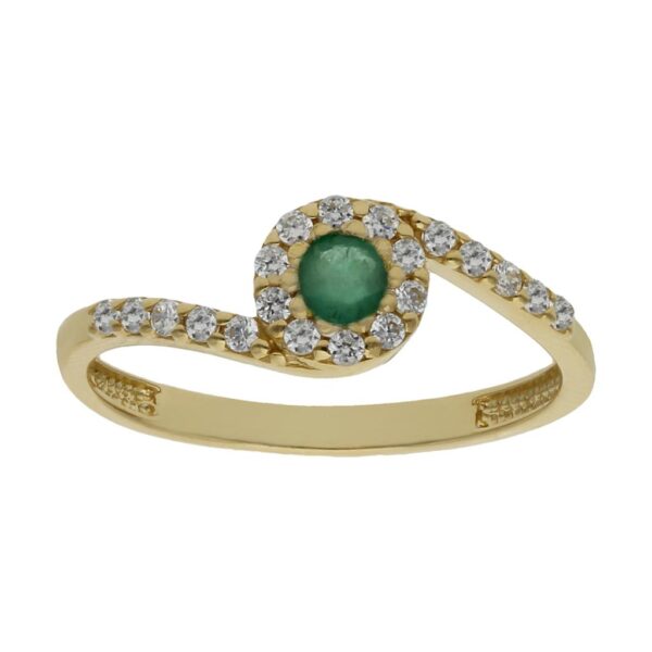 Sortija oro 18kl esmeralda fina + circonitas
