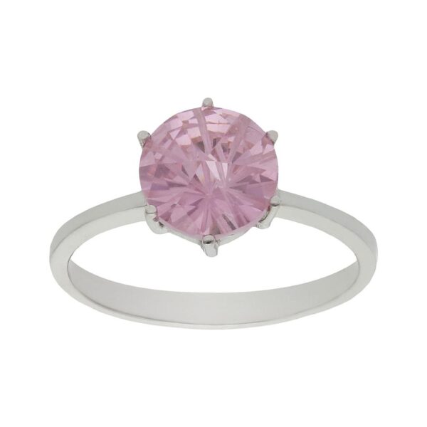 Sortija oro blanco 18kl - piedra rosa
