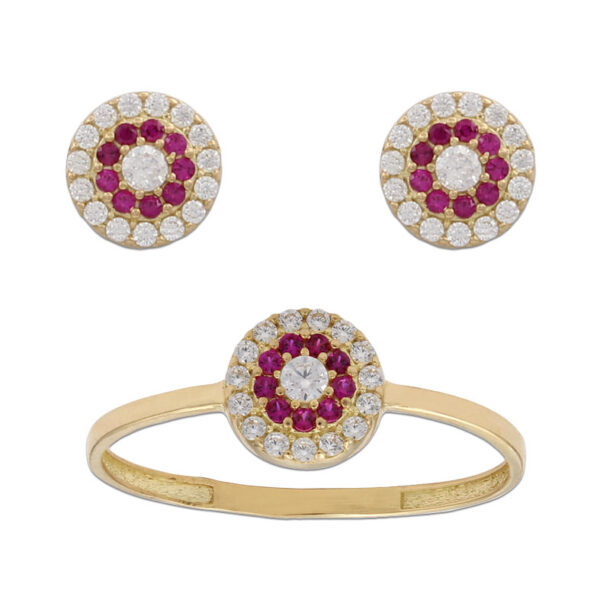Sortija oro 18kl circulo rojo
