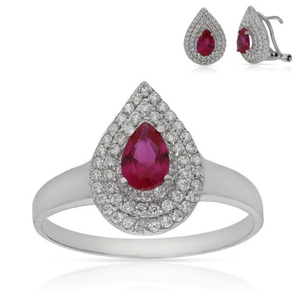 Sortija oro blanco 18kl crisopal rojo