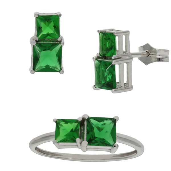 Sortija oro blanco 18kl verde