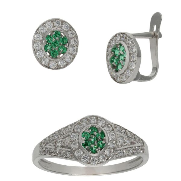Sortija oro blanco 18kl crisopal verde