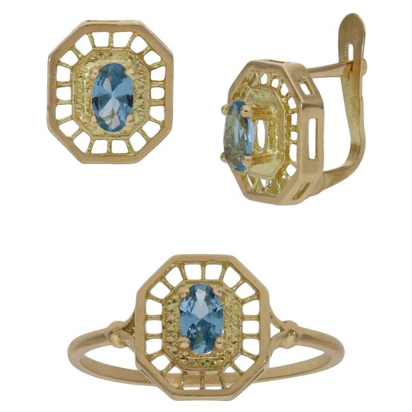 Sortija oro 18kl circonitas azul