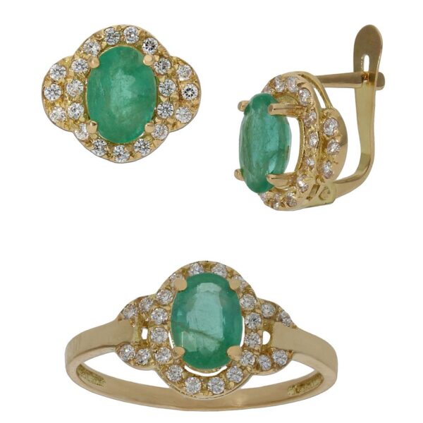 Sortija oro 18kl esmeralda fina circonitas