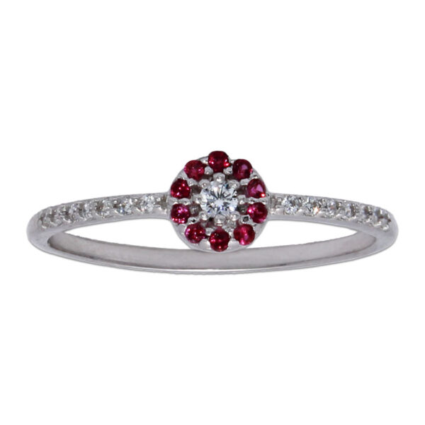 Sortija oro blanco 18kl - crisopal rojo