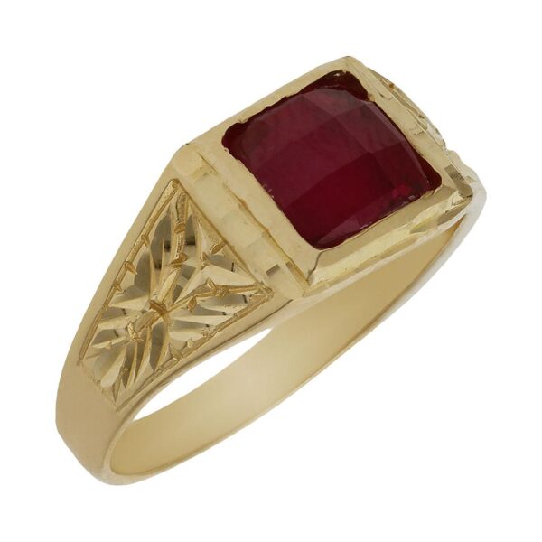 Sello oro 18kl piedra roja